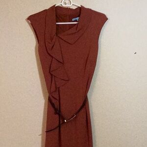Elegant Antonio Melani fully lined career ruffle dress in rust color Size: 0